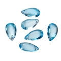 Detailed view of six lake blue teardrop glass beads for DIY jewelry making and crafts - 10 Pcs/Pack (Approx. 7.5g) / Transparent Blue