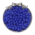 Detailed view of dark blue apple-shaped glass beads in a decorative silver tray for DIY - Dark Blue