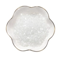 Translucent white macaron seed beads in a white ceramic petal bowl for DIY jewelry - 3mm (1mm Hole) / Approx 300 Pieces / White