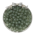 Macro view of dark green apple-shaped glass beads for DIY jewelry making and crafts - Grey Green