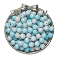 Perles en verre marbré bleu et blanc dans un plateau décoratif pour bijoux faits main - 20 Pièces/Paquet (10mm) / Bleu Tiffany