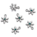 Detail of silver snowflake pendants with green crystal inserts for DIY jewelry making - 1pc/Pack 9.5*13mm (Hole 1mm) approx 2g / Green Silver