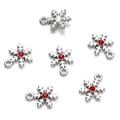 Detailed view of silver snowflake pendants with red crystal inlay for DIY jewelry making - 1pc/Pack 9.5*13mm (Hole 1mm) approx 2g / Red (Silver Stem)