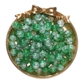 10mm green and clear frosted crackle glass beads in a decorative vintage gold tray - 20 Pieces/Pack (10mm) / Dark Green