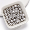 Silver grey round crystal glass pearl beads with threading holes in a white bowl - 3mm / Gray