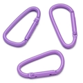 Tre moschettoni a D in alluminio viola con clip a molla per gioielli fai da te e chiavi - Viola Testa Piatta