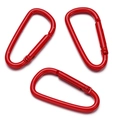 Tre moschettoni a D in alluminio rosso lucido con chiusura a molla per accessori fai da te - Rosso Testa Piatta