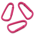 Tre moschettoni in alluminio rosa acceso con chiusura a molla per accessori fai-da-te - Rosa Rosso Testa Piatta