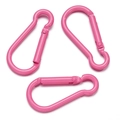 Set di tre moschettoni rosa opaco in lega di alluminio con chiusure a molla - Rosa Testa Rotonda