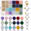 DIY Schmuckset mit 18 Farben 8mm Perlen und Metallzubehör in 24-Gitter-Box - 24 Gitter Imitat Jade Glasperlen und Gold Silber Metall Zubehör Kit