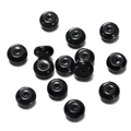 Close-up of polished black flat round glass beads for DIY jewelry making and crafts - 1 String/Pack (4.5x8mm/Hole 1.5mm) / Solid Black