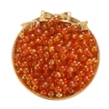 8mm amber acrylic beads with gold silk texture in a vintage tray for DIY jewelry - 20 Pieces Set / Orange