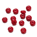 Close-up of bright red candy-colored glass abacus beads with smooth polished finish - 1 String/Pack (4.5x8mm/Hole 1.5mm) / Solid Red