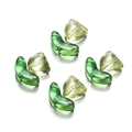 Macro detail of translucent tulip petal beads in yellow and green for DIY jewelry making - Yellow
