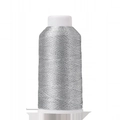 Glossy silver metallic embroidery thread neatly wound on a spool for DIY jewelry making - 6 Strands (0.4mm/600m) / Silver