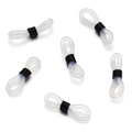 Detail of 6 white silicone figure-8 anti-slip ends for glasses chain with black coil - 50 Pieces / White-Black (AC3134)
