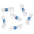 Detail of translucent white silicone eyeglass chain loops with light blue metal springs - 50 Pieces / White-Blue (AC3134)