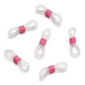 Close-up of translucent silicone eyeglass chain connectors with pink spiral spring coils - 50 Pieces / White-Light Pink (AC3134)