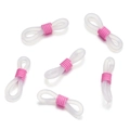 Detail of 6 white silicone eyeglass chain loops with pink metal spring adjustment buckles - 50 Pieces / White-Pink (AC3134)
