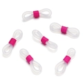 Macro detail of translucent silicone loop with rose red spiral metal buckle for eyewear chains - 50 Pieces / White-Rose Red (AC3134)