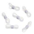 Close-up of translucent silicone 8-shaped anti-slip rings with adjustable metal springs - 50 Pieces / White-White (AC3134)