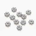 Set of 6mm alloy snowflake flower spacers for DIY necklace and bracelet jewelry making - 50 Pieces / White K/Silver
