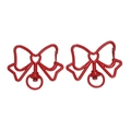 Detail van rode legering sluitingen in strikvorm met hartuitsnijding voor DIY-sleutelhangers - Verpakking van 5 (33.5x39.5mm) / Rood