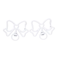Detail van witte emaille strik-vormige sluiting met hartje en draaibare ring voor DIY - Verpakking van 5 (33.5x39.5mm) / Wit