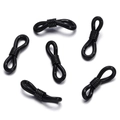 Detail of black silicone loop connectors with metal springs for eyewear chains - 50 Pieces / Black-Black (AC3135)