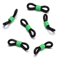 Close-up of black silicone anti-slip eyeglass chain loops with bright green spring coils - 50 Pieces / Black-Green (AC3135)