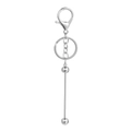 Polished silver metal keychain featuring a lobster clasp and vertical bead bar rod - Keychain Accessories / Plated White K