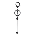 Detail of minimalist industrial black lobster clasp keychain with silver barbell pendant - Keychain Accessories / Painted Black