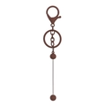 Close-up of matte brown beaded keychain with metal rod and lobster clasp - Keychain Accessories / Lacquered Brown