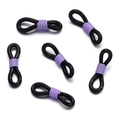 Detail of 6 black and purple anti-slip silicone loop connectors for eyewear chains - 50 Pieces / Black-Purple (AC3135)