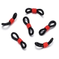 Detail of colorful silicone 8-shaped non-slip eyeglass chain connectors with red coils - 50 Pieces / Black-Red (AC3135)
