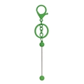 Detail of DIY grass green metal keychain with beadable rod and matte round beads - Keychain Accessories / Painted Green