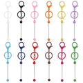 Lot de 12 tiges de porte-clés à perles colorées DIY avec fermoirs pour création de bijoux - Laqué Mélange Aléatoire
