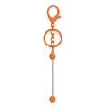 Detail of bright orange beaded metal keychain with lobster clasp and round key ring - Keychain Accessories / Lacquered Orange