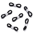 Detail of 6 black silicone eyeglass chain connectors with white spring metal coils - 50 Pieces / Black-White (AC3135)