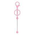 Pink coated metal DIY beadable keychain accessory with lobster clasp and metal rod - Keychain Accessories / Paint Pink