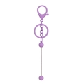 Detail of purple matte lobster clasp and metal rod pendant for DIY beaded keychain - Keychain Accessories / Painted Purple