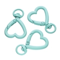 Tre chiusure a moschettone a forma di cuore verde menta con ganci per portachiavi fai da te - 2 Pezzi/Set / Verde Lago