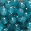 Perles rondes en verre de jade bleu lac pour la fabrication de bijoux de bracelets DIY - 10mm / 50 Pièces / Bleu sarcelle