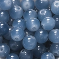Perles en verre bleu translucide aspect jade pour la création de bijoux et bracelets DIY - 10mm / 50 Pièces / Bleu Brume