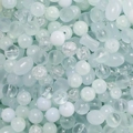 Macro detail of mint green and white glass beads with crackle texture for DIY jewelry - 20.00g / Blue Series