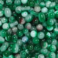 Mixed green 7-10mm gradient glass beads with ice crack patterns for DIY jewelry - 20.00g / Dark Green Series