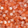 Mélange de perles en verre craquelé 7-10mm dégradé orange et rose pour bijoux DIY - Série Orange