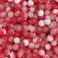 Mélange de perles en verre 7-10mm rouge et blanc avec effet craquelé et marbré pour DIY - Série Rouge