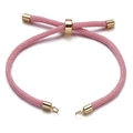 Bracciale a cordino intrecciato rosa con cursore dorato e anelli per creazione gioielli - Rosa