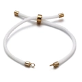 Dettaglio del bracciale intrecciato bianco regolabile con fibbia scorrevole in oro - Bianco